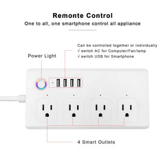 SM-SO301-U 2500W 4 Holes + 4 USB Smart Power Strip, US Plug