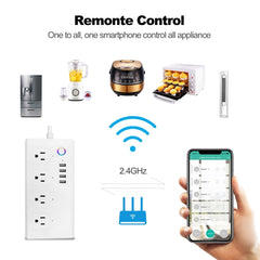 SM-SO301-U 2500W 4 Holes + 4 USB Smart Power Strip, US Plug