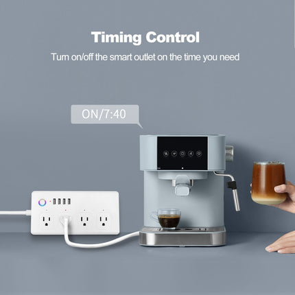 SM-SO301-U Regleta inteligente de 2500 W con 4 puertos y 4 USB, enchufe estadounidense, ZigBee 10 A, WiFi 10 A