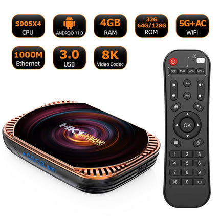 MECOOL HK1RBOX X4 4K TV-Box, Android 11 Amlogic S905X4 CPU mit RC, 4GB+32GB, 4GB+64GB, 4GB+128GB