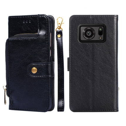 Zipper Bag Leather Phone Case, For Sharp Aquos R6