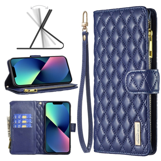 Diamond Lattice Zipper Wallet Leather Flip Phone Case, For iPhone 14, For iPhone 14 Plus, For iPhone 14 Pro, For iPhone 14 Pro Max