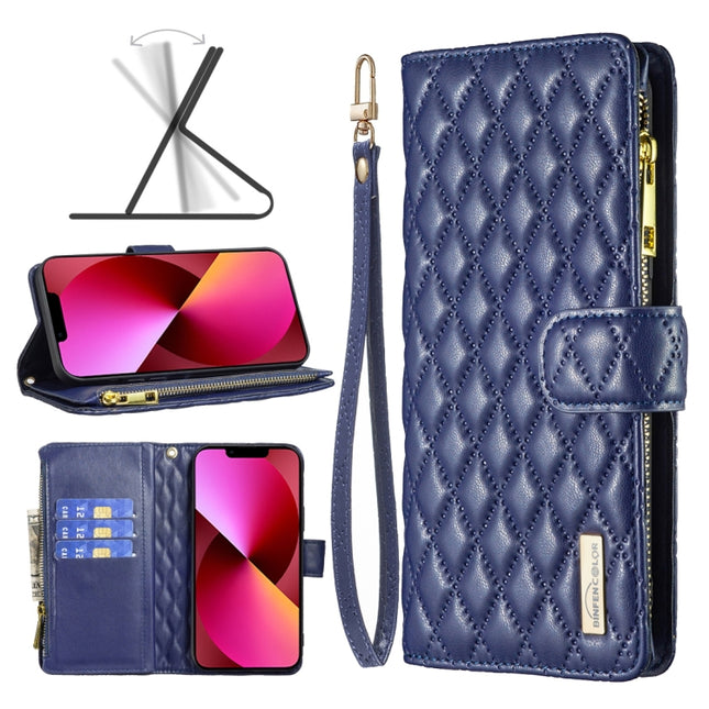 Diamond Lattice Zipper Wallet Leather Flip Phone Case, For iPhone 13 mini, For iPhone 13, For iPhone 13 Pro, For iPhone 13 Pro Max