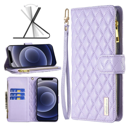 Diamond Lattice Zipper Wallet Leather Flip Phone Case, For iPhone 12 mini, For iPhone 12 / 12 Pro, For iPhone 12 Pro Max, For iPhone 11