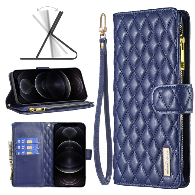 Diamond Lattice Zipper Wallet Leather Flip Phone Case, For iPhone 12 mini, For iPhone 12 / 12 Pro, For iPhone 12 Pro Max, For iPhone 11