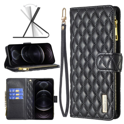 Diamond Lattice Zipper Wallet Leather Flip Phone Case, For iPhone 12 mini, For iPhone 12 / 12 Pro, For iPhone 12 Pro Max, For iPhone 11