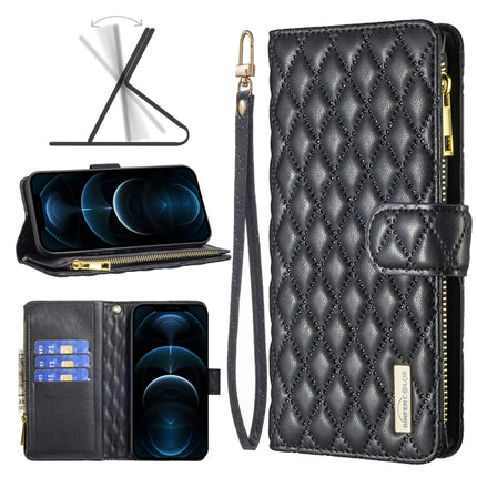 Diamond Lattice Zipper Wallet Leather Flip Phone Case, For iPhone 12 mini, For iPhone 12 / 12 Pro, For iPhone 12 Pro Max, For iPhone 11