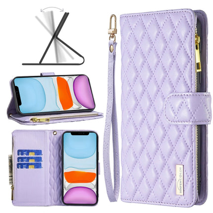 Diamond Lattice Zipper Wallet Leather Flip Phone Case, For iPhone 12 mini, For iPhone 12 / 12 Pro, For iPhone 12 Pro Max, For iPhone 11