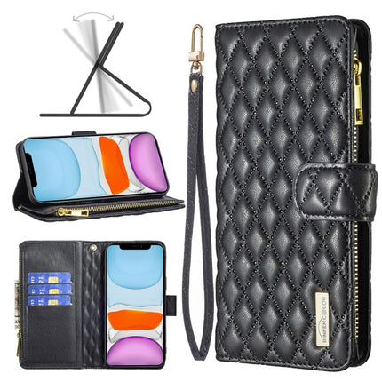 Diamond Lattice Zipper Wallet Leather Flip Phone Case, For iPhone 12 mini, For iPhone 12 / 12 Pro, For iPhone 12 Pro Max, For iPhone 11