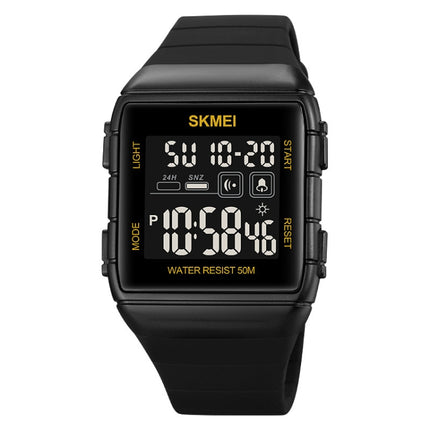 SKMEI 1960 Stainless Steel Buckle Silicone Strap Waterproof Electronic Watch, 1960 Black and Black Machine, 1960 Blue, 1960 Black Gold, 1960 Black and White Machine