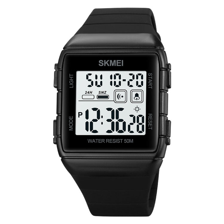 SKMEI 1960 Stainless Steel Buckle Silicone Strap Waterproof Electronic Watch, 1960 Black Gold, 1960 Black and White Machine, 1960 Black and Black Machine, 1960 Blue, 1960 Light Grey
