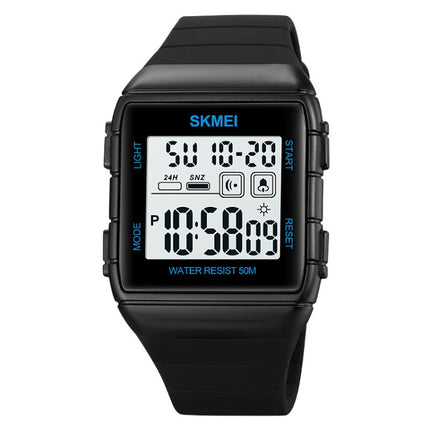 SKMEI 1960 Stainless Steel Buckle Silicone Strap Waterproof Electronic Watch, 1960 Black and Black Machine, 1960 Blue, 1960 Black Gold, 1960 Black and White Machine