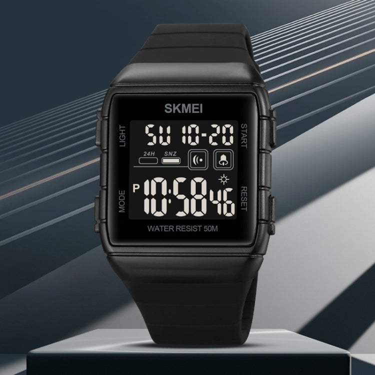 SKMEI 1960 Stainless Steel Buckle Silicone Strap Waterproof Electronic Watch, 1960 Black Gold, 1960 Black and White Machine, 1960 Black and Black Machine, 1960 Blue, 1960 Light Grey