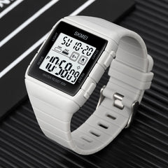 SKMEI 1960 Stainless Steel Buckle Silicone Strap Waterproof Electronic Watch, 1960 Black Gold, 1960 Black and White Machine, 1960 Black and Black Machine, 1960 Blue, 1960 Light Grey