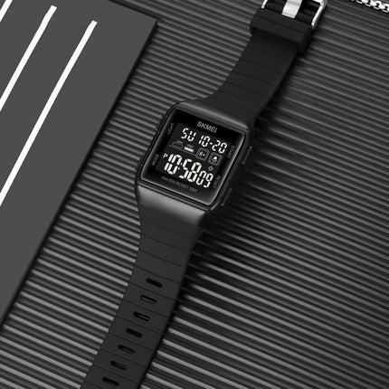 SKMEI 1960 Stainless Steel Buckle Silicone Strap Waterproof Electronic Watch, 1960 Black and Black Machine, 1960 Blue, 1960 Black Gold, 1960 Black and White Machine