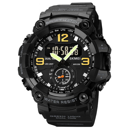 SKMEI 1965 Stainless Steel Buckle PU Strap Waterproof Electronic Watch