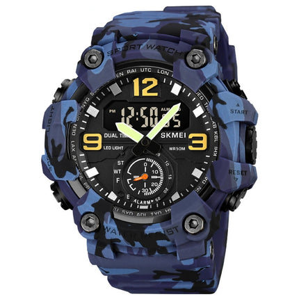 SKMEI 1965 Stainless Steel Buckle PU Strap Waterproof Electronic Watch