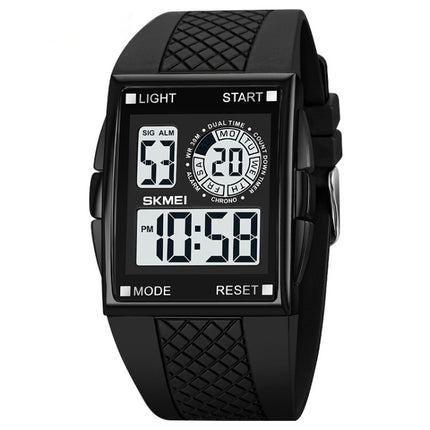 SKMEI 1967 Stainless Steel Buckle PU Strap Waterproof Electronic Watch