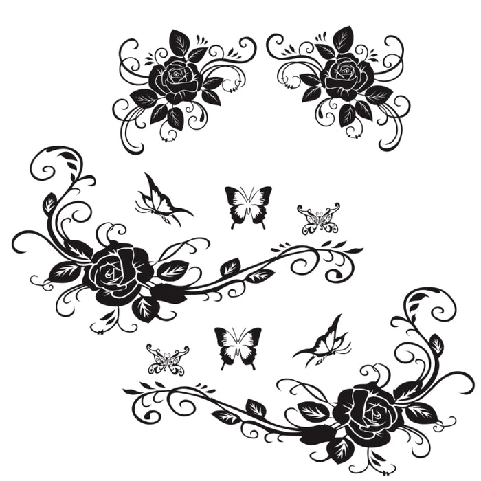 2 PCS/Set D-72 Butterfly Love Flower Pattern Car Modified Decorative Sticker, D-72