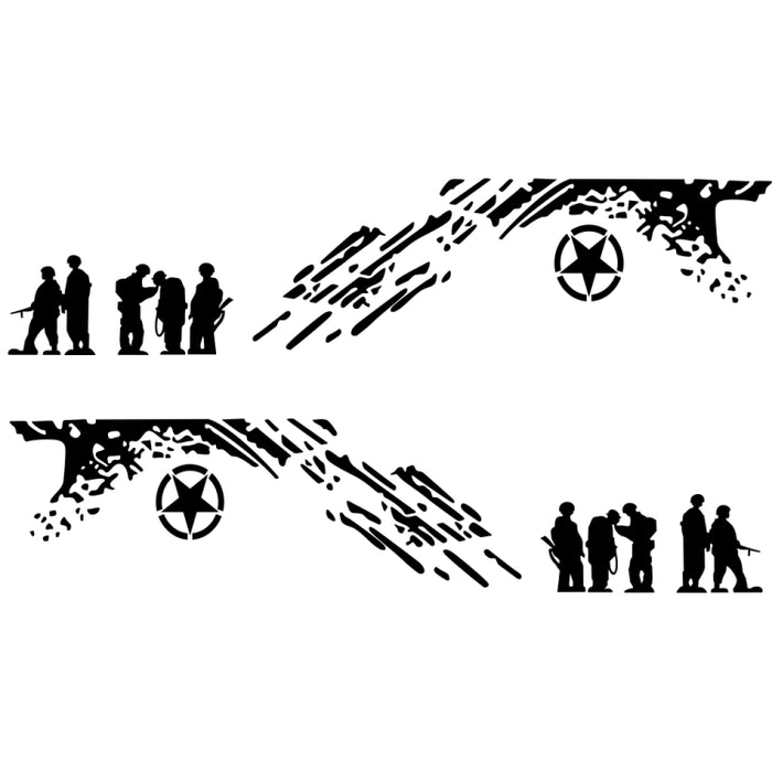 2 PCS/Set D-123 Soldiers Pattern Car Modified Decorative Sticker, D-123