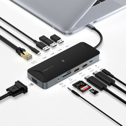 V240 12-in-1 Multifunctional USB-C / Type-C 3.1 Male HUB Docking Station