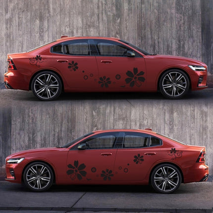 2 PCS/Set D-510 Flowers Pattern Car Modified Decorative Sticker, D-510