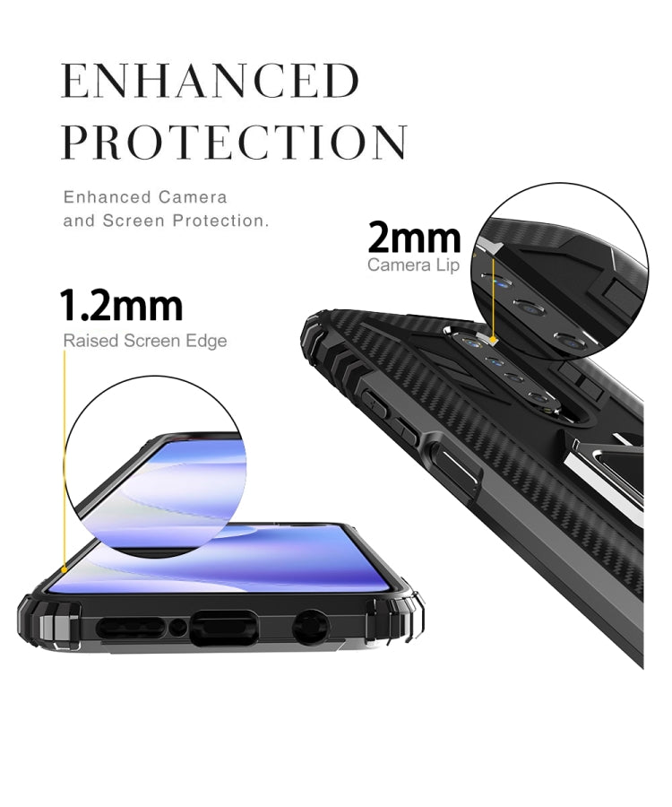 Carbon Fiber Protective Case with 360 Degree Rotating Ring Holder, For Xiaomi Redmi K30, For Xiaomi 9T & 9T Pro & Redmi K20 & Redmi K20 Pro, For Xiaomi Poco X2