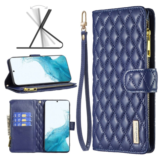 Diamond Lattice Zipper Wallet Leather Flip Phone Case, For Samsung Galaxy S22 5G, For Samsung Galaxy S22+ 5G, For Samsung Galaxy S22 Ultra 5G, For Samsung Galaxy S21 5G