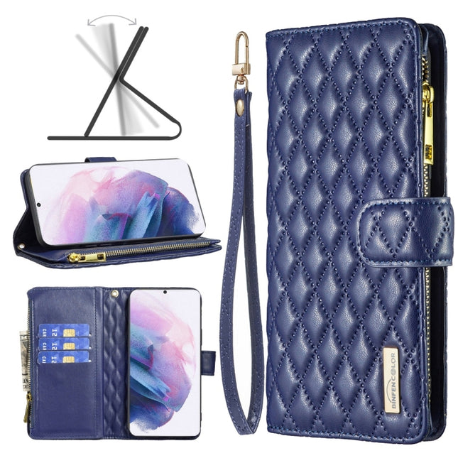 Diamond Lattice Zipper Wallet Leather Flip Phone Case, For Samsung Galaxy S21+ 5G, For Samsung Galaxy S21 Ultra 5G, For Samsung Galaxy S21 FE 5G, For Samsung Galaxy S20