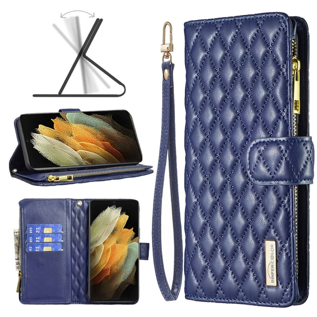 Diamond Lattice Zipper Wallet Leather Flip Phone Case, For Samsung Galaxy S21+ 5G, For Samsung Galaxy S21 Ultra 5G, For Samsung Galaxy S21 FE 5G, For Samsung Galaxy S20