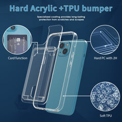 Crystal Card Slot PC + TPU Phone Case, For iPhone 14, For iPhone 14 Plus, For iPhone 14 Pro, For iPhone 14 Pro Max