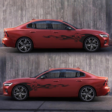 2 PCS/Set D-964 Skull Flame Pattern Car Modified Decorative Sticker, D-964