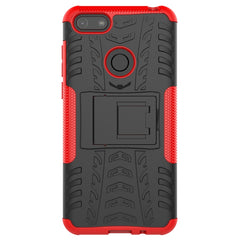 Tire Texture Shockproof TPU+PC Protective Case with Holder, For Motorola E6 Play, For Huawei Honor 9X Pro, For Huawei Y9 Prime