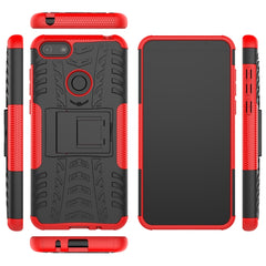 Tire Texture Shockproof TPU+PC Protective Case with Holder, For Motorola E6 Play, For Huawei Honor 9X Pro, For Huawei Y9 Prime