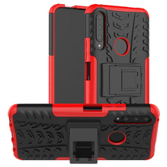 Tire Texture Shockproof TPU+PC Protective Case with Holder, For Motorola E6 Play, For Huawei Honor 9X Pro, For Huawei Y9 Prime