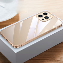 Metal Frame HD Transparent Phone Case, For iPhone 14, For iPhone 14 Plus, For iPhone 14 Pro, For iPhone 14 Pro Max