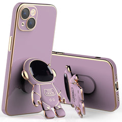 Plating Astronaut Holder Phone Case with Lens Film, For iPhone 11 Pro Max, For iPhone 11 Pro, For iPhone 11