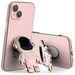 Plating Astronaut Holder Phone Case with Lens Film, For iPhone 11 Pro Max, For iPhone 11 Pro, For iPhone 11