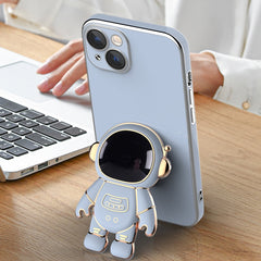 Plating Astronaut Holder Phone Case with Lens Film, For iPhone 11 Pro, For iPhone 11