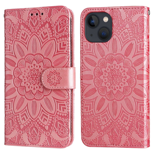 Embossed Sunflower Leather Phone Case, For iPhone 13 mini, For iPhone 13, For iPhone 13 Pro, For iPhone 13 Pro Max, For iPhone 12 mini, For iPhone 12 / 12 Pro