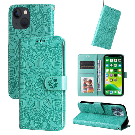 Embossed Sunflower Leather Phone Case, For iPhone 13 mini, For iPhone 13, For iPhone 13 Pro, For iPhone 13 Pro Max