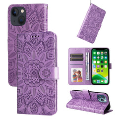 Embossed Sunflower Leather Phone Case, For iPhone 13 mini, For iPhone 13, For iPhone 13 Pro, For iPhone 13 Pro Max
