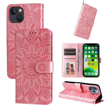 Embossed Sunflower Leather Phone Case, For iPhone 13 mini, For iPhone 13, For iPhone 13 Pro, For iPhone 13 Pro Max