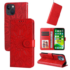 Embossed Sunflower Leather Phone Case, For iPhone 13 mini, For iPhone 13, For iPhone 13 Pro, For iPhone 13 Pro Max
