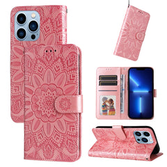 Embossed Sunflower Leather Phone Case, For iPhone 13 mini, For iPhone 13, For iPhone 13 Pro, For iPhone 13 Pro Max