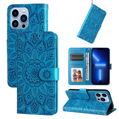 Embossed Sunflower Leather Phone Case, For iPhone 13 mini, For iPhone 13, For iPhone 13 Pro, For iPhone 13 Pro Max
