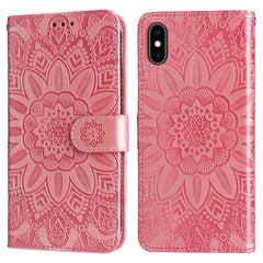 Embossed Sunflower Leather Phone Case, For iPhone XS Max, For iPhone SE 2022 / SE 2020 / 7 / 8, For iPhone 7 Plus / 8 Plus