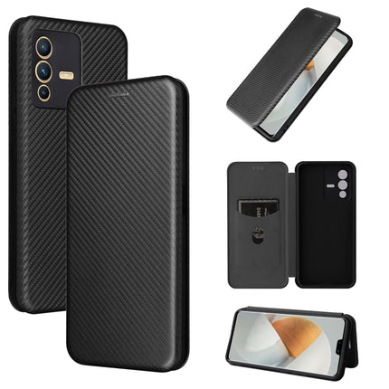 Carbon Fiber Texture Magnetic Leather Phone Case, For Tone E22, For vivo S12 5G / V23 5G, For Redmi Note 11T Pro / Note 11T Pro+ 5G, For Motorola Moto G42