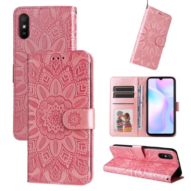 Embossed Sunflower Leather Phone Case, For Xiaomi Redmi 9A, For Xiaomi Redmi 9C / 10A, For Xiaomi Redmi 10C 4G, For Xiaomi Redmi K40 / K40 Pro / Xiaomi Poco F1