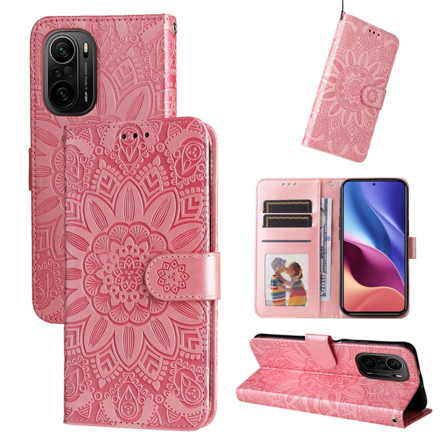 Embossed Sunflower Leather Phone Case, For Xiaomi Redmi 9A, For Xiaomi Redmi 9C / 10A, For Xiaomi Redmi 10C 4G, For Xiaomi Redmi K40 / K40 Pro / Xiaomi Poco F1